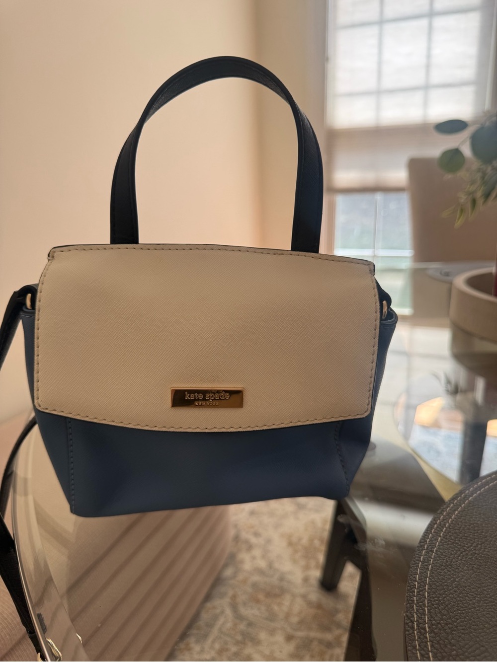 Kate Spade Two-Tone Blue & Cream Top-Handle Crossbody Bag